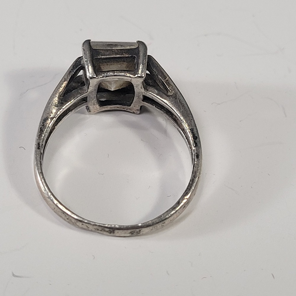 Vintage 925 Sterling Silver Ring Clear Glass Stone Size 8.5 - 4.8g‎ - Picture 2 of 9